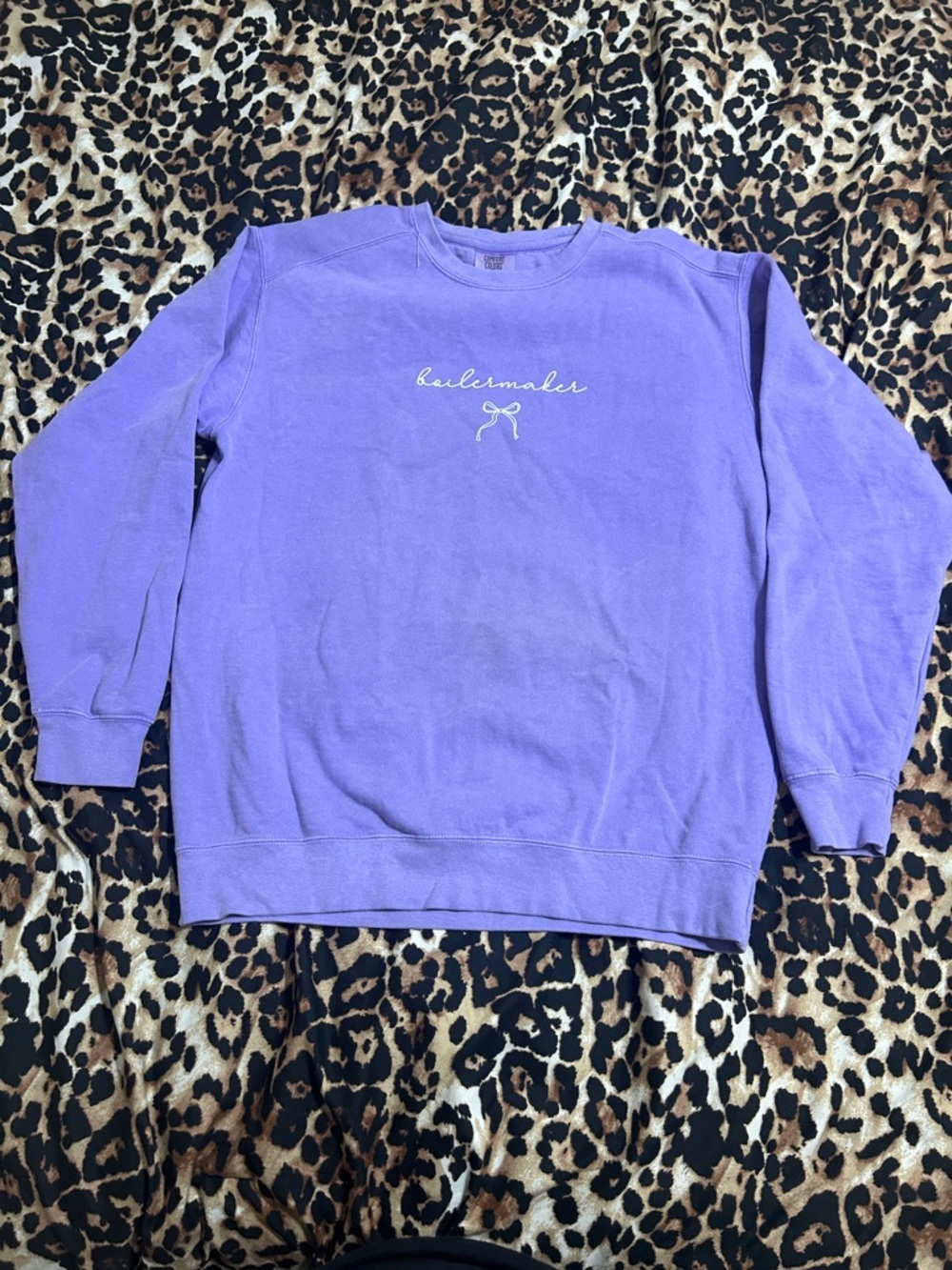Comfort Colors Lavender Crewneck Sweatshirt with Script Bow